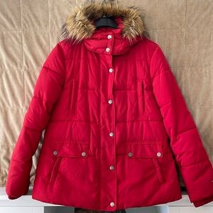 Tommy Hilfiger red puffer coat-XL
